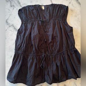 H&M Black Sleeveless Ruffle Tie-Front Peplum Top